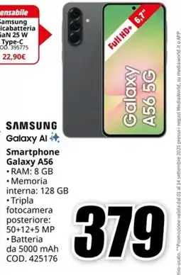 MediaWorld SAMSUNG Galaxy Al Smartphone Galaxy A56 offerta