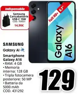 MediaWorld SAMSUNG Galaxy Al Smartphone Galaxy A16 offerta