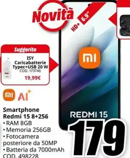 MediaWorld Smartphone REDMI 15 8+256 offerta
