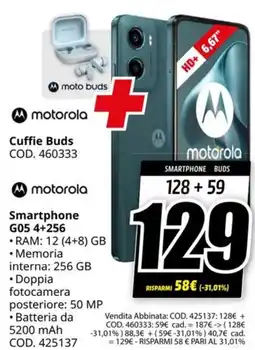 MediaWorld MOTOROLA Smartphone G05 4+256 offerta
