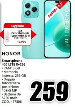 MediaWorld HONOR Smartphone 400 LITE 8+256 offerta
