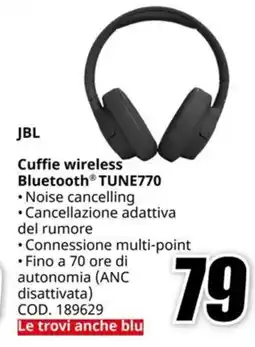 MediaWorld JBL Cuffie wireless Bluetooth TUNE770 offerta