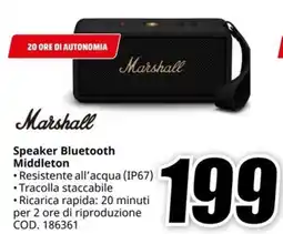 MediaWorld MARSHALL Speaker Bluetooth Middleton offerta