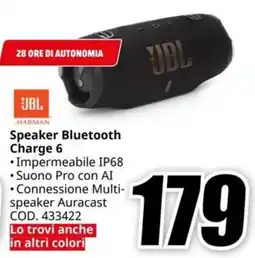 MediaWorld JBL Speaker Bluetooth Charge 6 offerta