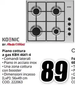 MediaWorld KOENIC Piano cottura a gas KBH 4641-4 offerta