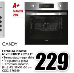 MediaWorld CANDY Forno da incasso 60 cm FIDCP X625 LIT offerta