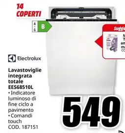 MediaWorld ELECTROLUX Lavastoviglie integrata totale EES68510L offerta