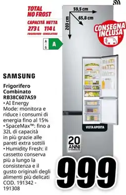 MediaWorld SAMSUNG Frigorifero Combinato RB38C607AS9 offerta