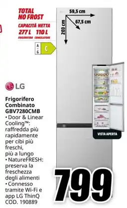 MediaWorld LG Frigorifero Combinato GBV7280CMB offerta