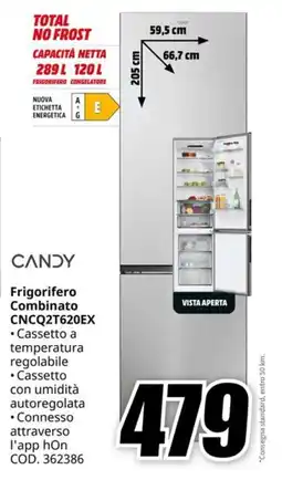 MediaWorld CANDY Frigorifero Combinato CNCQ2T620EX offerta