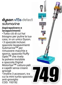 MediaWorld DYSON v15s detect submarine offerta