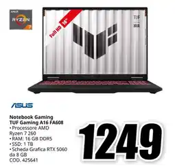 MediaWorld ASUS Notebook Gaming TUF Gaming A16 FA608 offerta