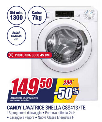 Trony Candy Lavatrice Snella CSS4137TE offerta