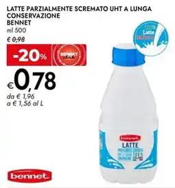 Bennet Latte parzialmente scremato uht a lunga conservazione BENNET offerta