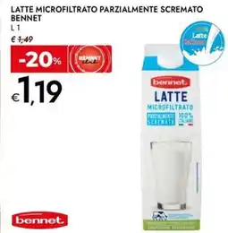 Bennet Latte microfiltrato parzialmente scremato BENNET offerta