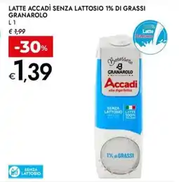 Bennet Latte accadì senza lattosio 1% di grassi GRANAROLO offerta