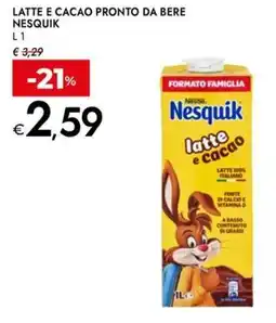 Bennet Latte e cacao pronto da bere NESQUIK offerta