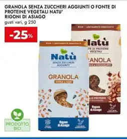 Bennet Granola senza zuccheri aggiunti o fonte di proteine vegetali natu' RIGONI DI ASIAGO offerta