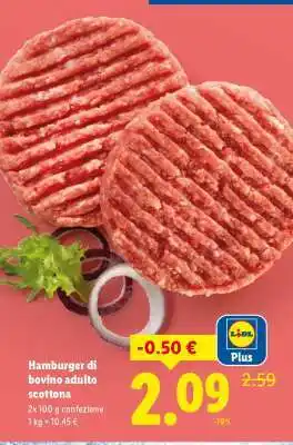 Lidl Hamburger di bovino adulto scottona offerta