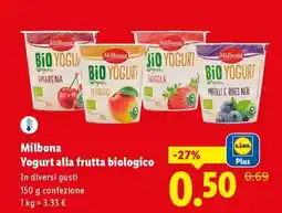 Lidl Milbona Yogurt alla frutta biologico offerta