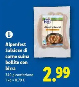 Lidl Alpenfest Salsicce di carne suina bollite con birra offerta