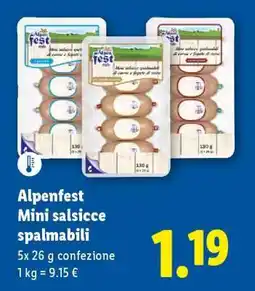 Lidl Alpenfest Mini salsicce spalmabili offerta