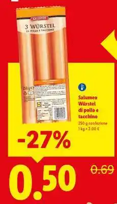 Lidl Salumeo Würstel di pollo e tacchino offerta