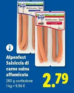 Lidl Alpenfest Salsiccia di carne suina affumicata offerta
