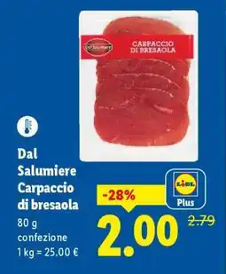 Lidl Dal Salumiere Carpaccio di bresaola offerta