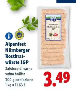 Lidl Alpenfest Nürnberger Rostbratwürste IGP offerta
