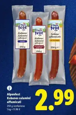 Lidl Alpenfest Kabanos salamìni affumicati offerta