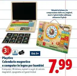 Lidl Playtive Calendario magnetico o computer in legno per bambini offerta