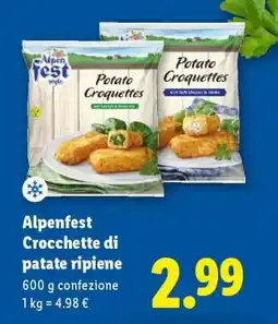 Lidl Alpenfest Crocchette di patate ripiene offerta