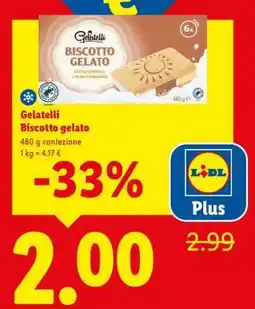 Lidl Gelatelli Biscotto gelato offerta