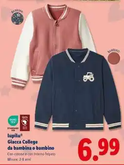 Lidl lupilu Giacca College da bambina o bambino offerta