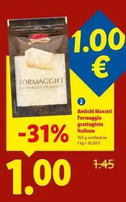 Lidl Antichi Maestri Formaggio grattugiato italiano offerta