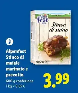 Lidl Alpenfest Stinco di maiale marinato e precotto offerta