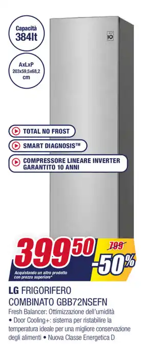 Trony LG Frigorifero Combinato GBB72NSEFN offerta