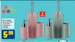 Risparmio Casa Set bagno in plastica 2 colori assortiti 3pezzi offerta