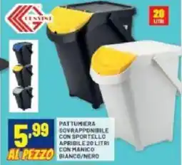 Risparmio Casa Pattumiera sovrapponibile con sportello apribile 20 litrs con manico offerta
