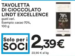 Coop Tavoletta di cioccolato LINDT EXCELLENCE offerta