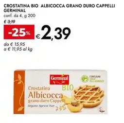 Bennet Crostatina bio albicocca grano duro cappelli GERMINAL offerta