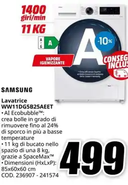 MediaWorld SAMSUNG Lavatrice WW11DG5B25AEET offerta