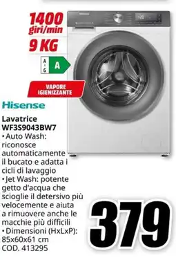 MediaWorld HISENSE Lavatrice WF3S9043BW7 offerta