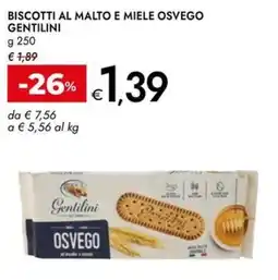 Bennet Biscotti al malto e miele osvego GENTILINI offerta