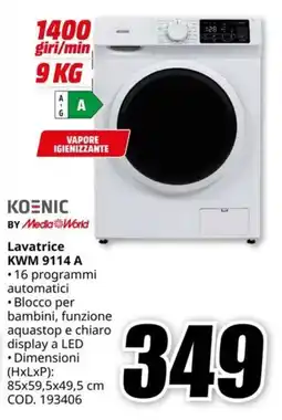 MediaWorld KOENIC Lavatrice KWM 9114 A offerta