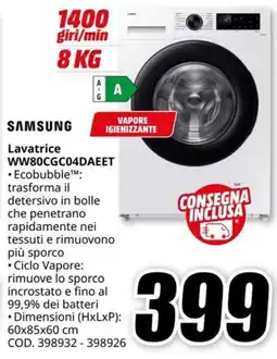 MediaWorld SAMSUNG Lavatrice WW80CGC04DAEET offerta