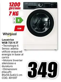 MediaWorld WHIRLPOOL Lavatrice WSB 725 K IT offerta
