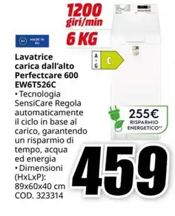 MediaWorld ELECTROLUX Lavatrice carica dall'alto Perfectcare 600 EW6T526C offerta