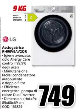 MediaWorld LG Asciugatrice RH90V9AV2QR offerta